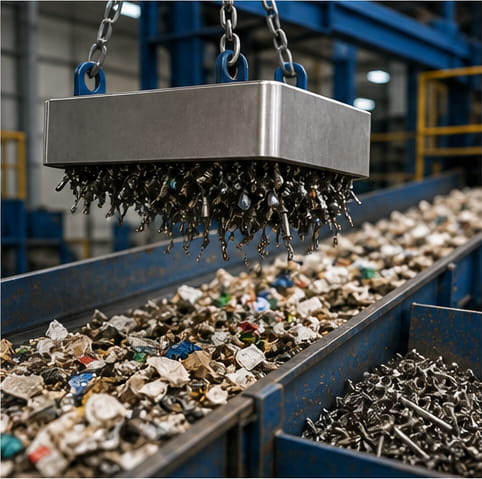 Interazione tra barra magnetica e separatori magnetici