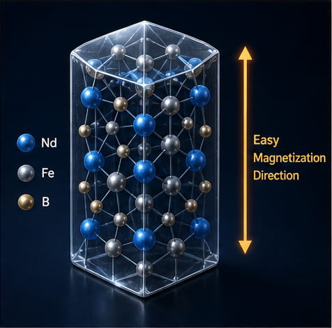 Elevata anisotropia magnetocristallina dei magneti al neodimio