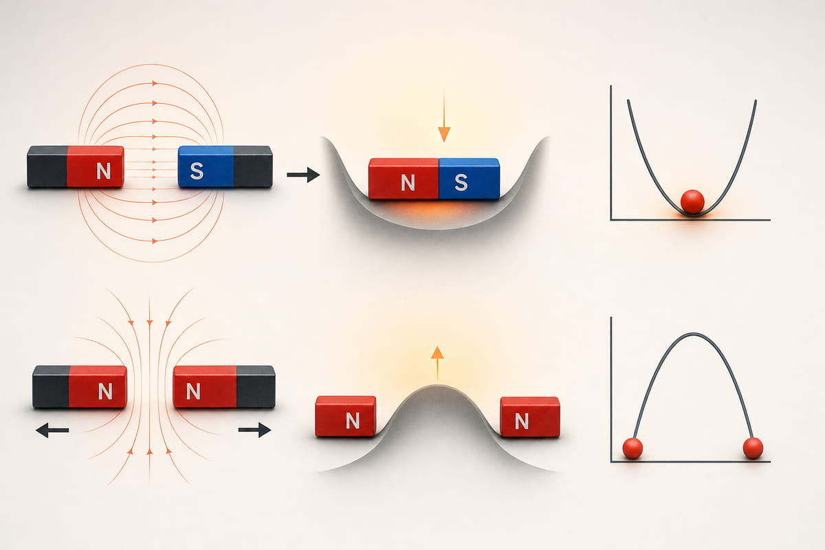 I magneti tendono naturalmente a spostarsi nella posizione in cui hanno la minore quantità di energia immagazzinata