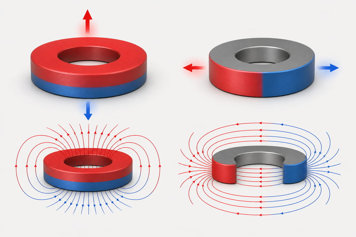 Direzioni di magnetizzazione dei magneti ad anello
