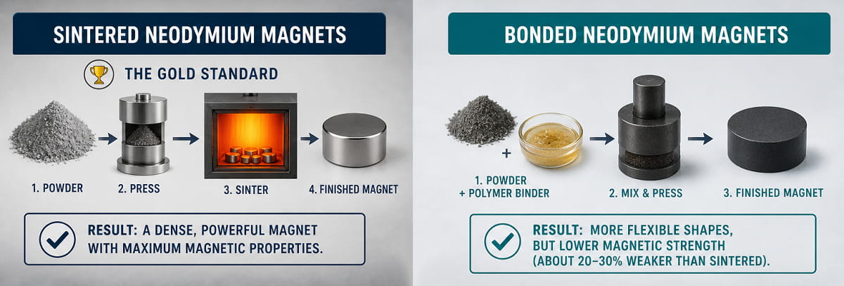 Sinterizzati vs incollati: due metodi per produrre magneti al neodimio