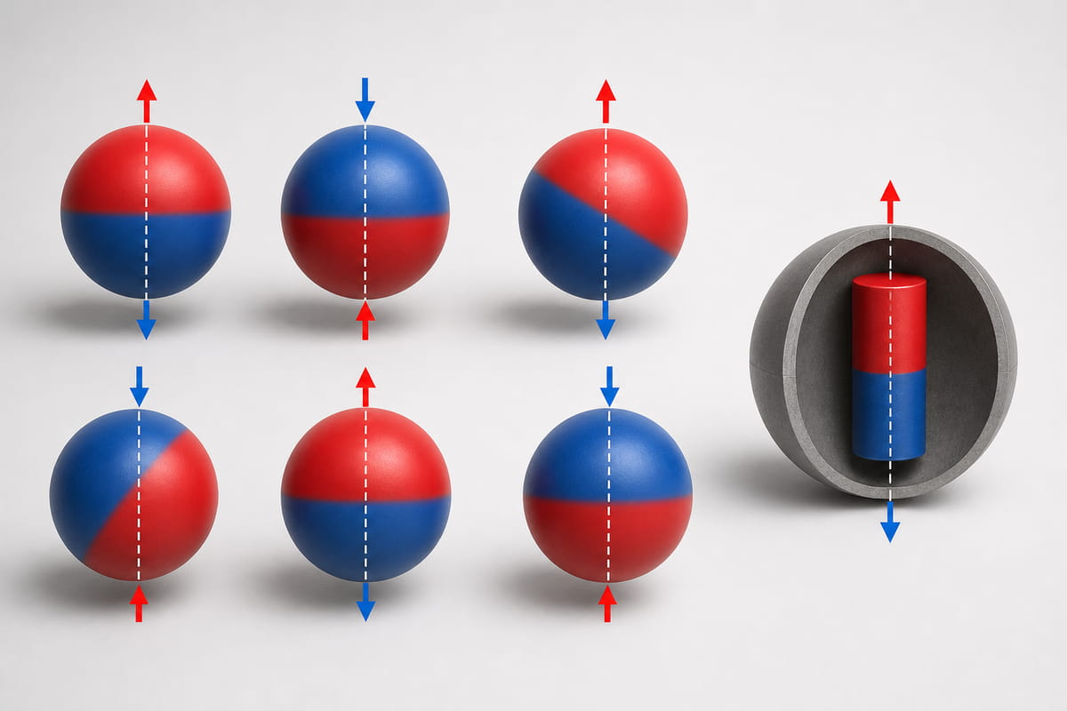 Direzioni di magnetizzazione dei magneti sferici