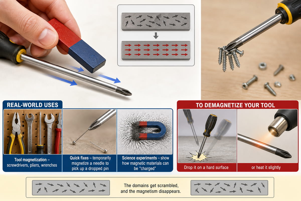 Magneti a barra utilizzati per magnetizzare altri oggetti