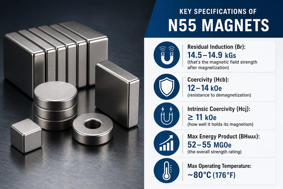 Caratteristiche tecniche principali dei magneti N55