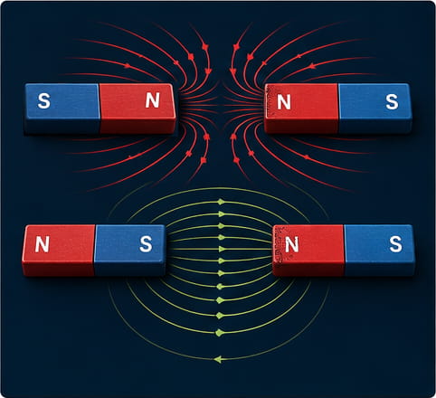 Attrazione e repulsione dei campi magnetici