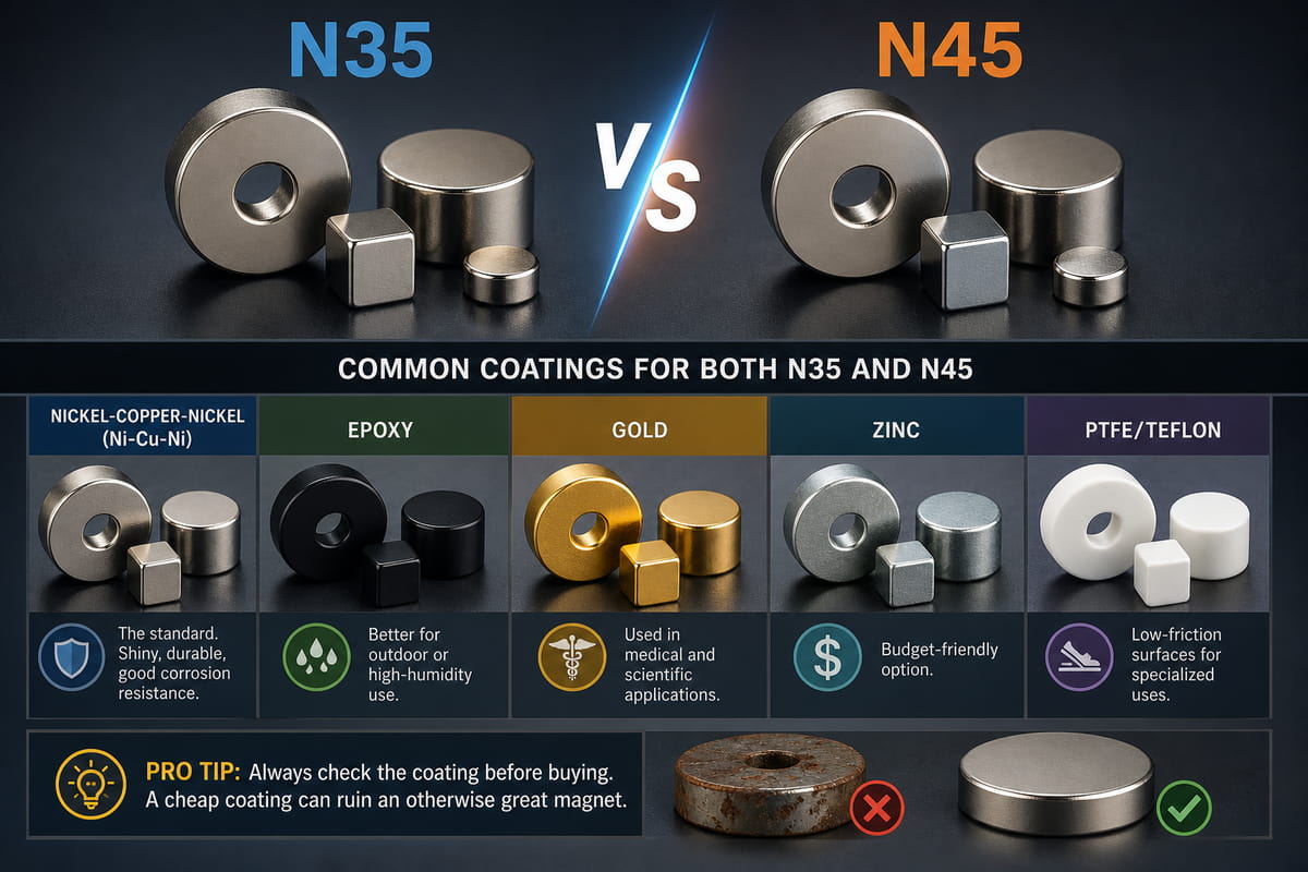 Rivestimenti per magneti N35 e N45