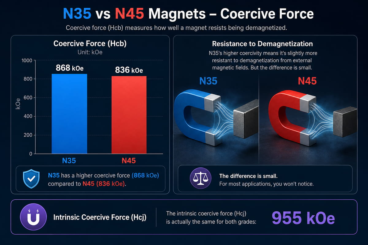 Magneti N35 e N45: forza coercitiva