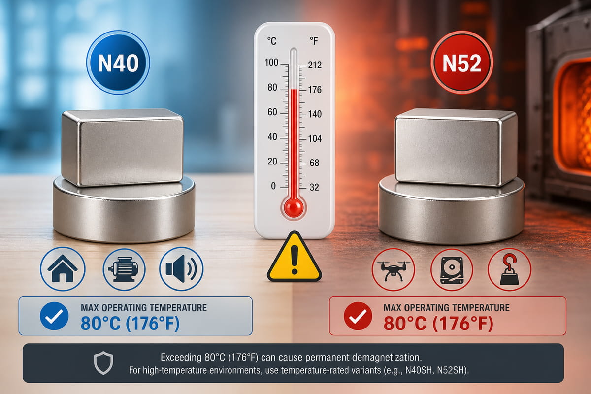 Temperatura dei magneti N40 e N52