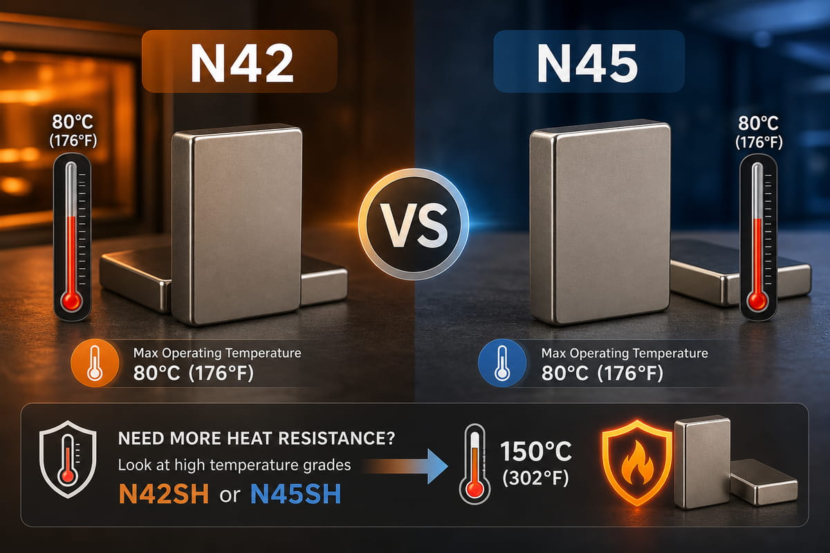 Tolleranza termica dei magneti N42 e N45