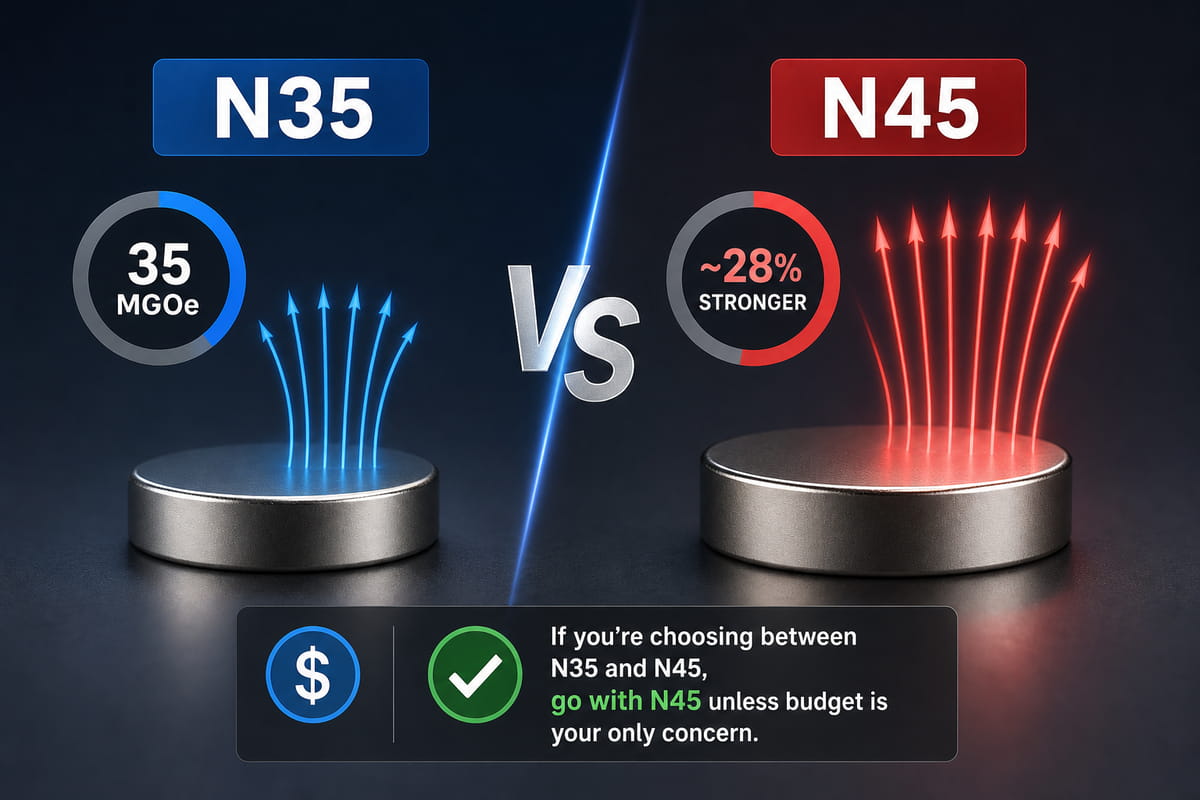 Confronto semplice tra i magneti N45 e N35