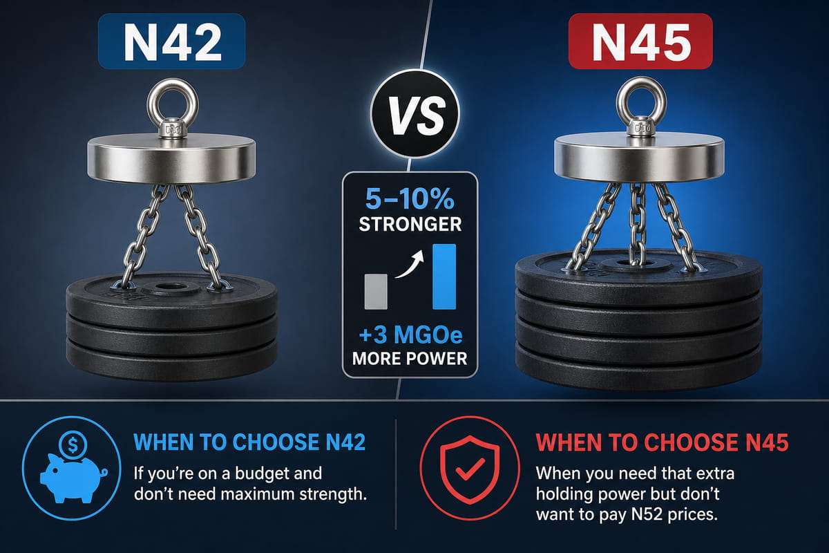 Confronto semplice tra i magneti N45 e N42