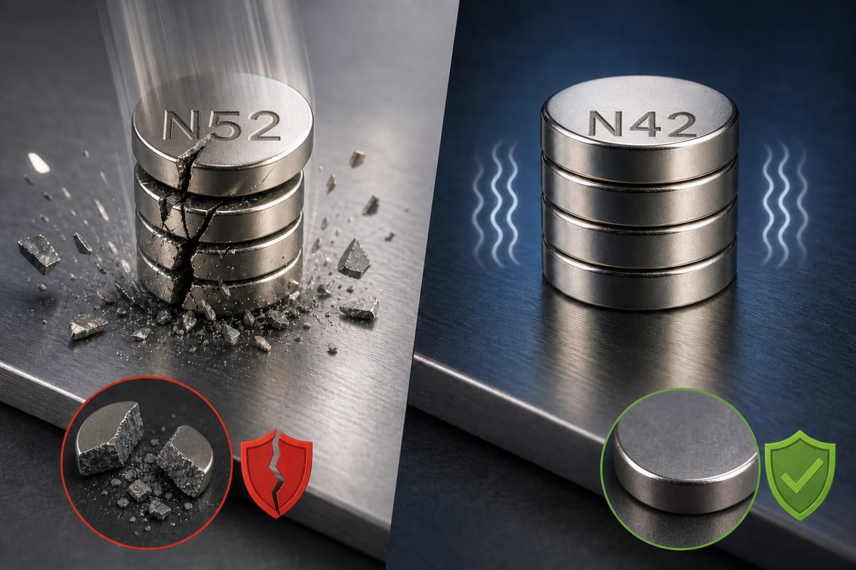 Magneti N52 vs N42: durata e fragilità