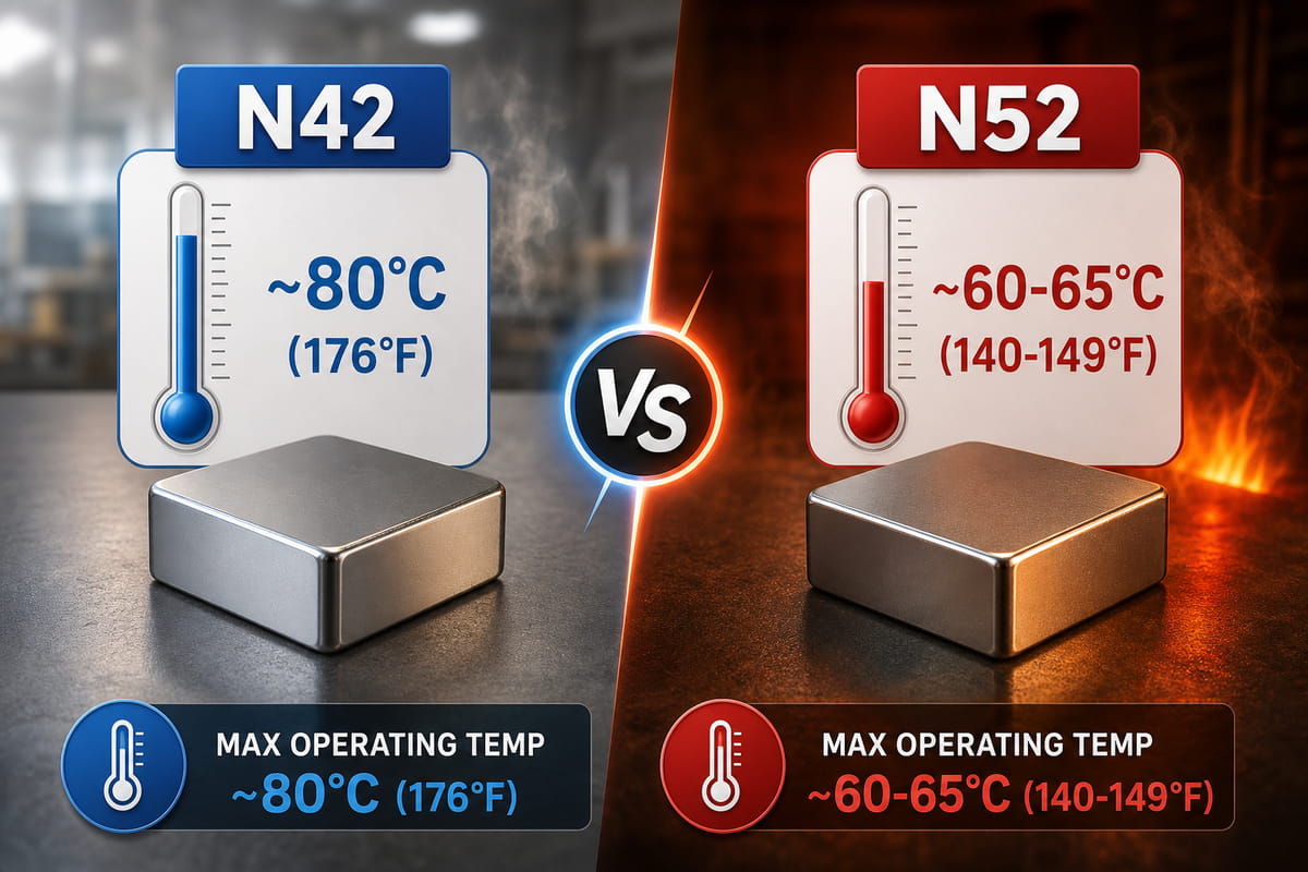 Resistenza alla temperatura dei magneti N52 e N42