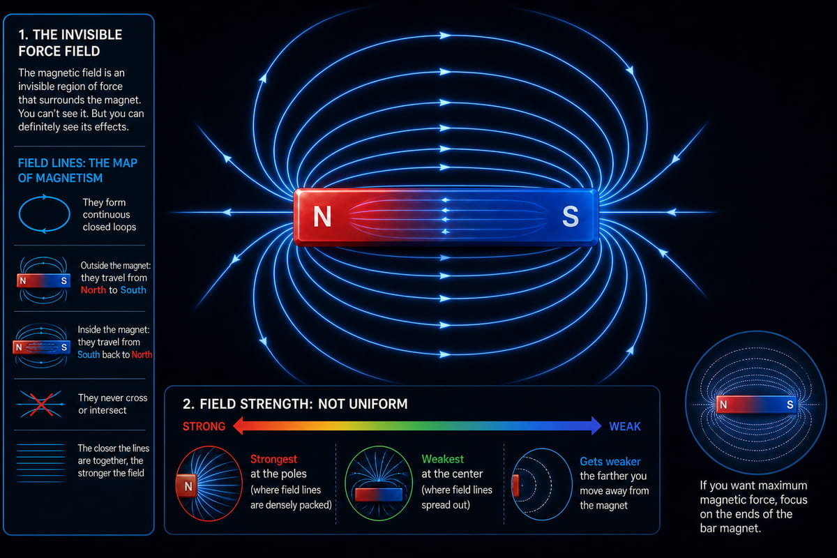 Il campo di forza invisibile per una barra magnetica