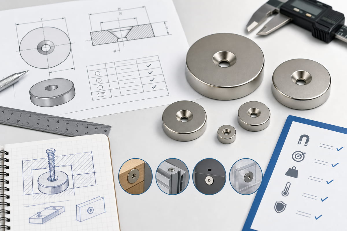 magneti al neodimio personalizzati con fori svasati per progetti OEM